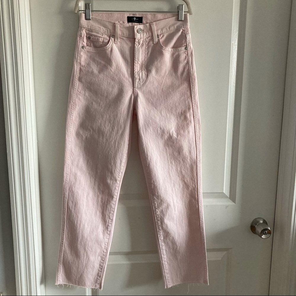 7 For All Makind High Waist Cropped Straight In Mineral Pink Jean Size 26